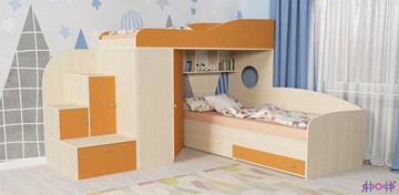 Детская кровать-шкаф Кадет-2, корпус Дуб, фасад Оранжевый в Волгограде