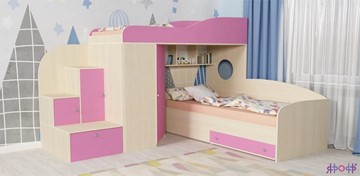 Детская кровать-шкаф Кадет-2, корпус Дуб, фасад Розовый в Волгограде
