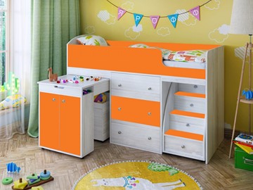 Детская кровать-шкаф Малыш 1600, корпус Винтерберг, фасад Оранжевый в Волгограде