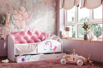 Детская кровать односпальная Звездочка с бортиком, Розовый в Волгограде