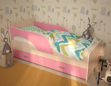Детская кровать Максимка, корпус Млечный дуб, фасад Розовый в Волгограде