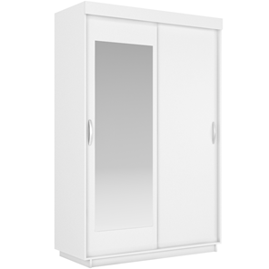 Шкаф 2-х дверный Лайт (ДСП/Зеркало) 800х595х2120, Белый Снег в Волгограде