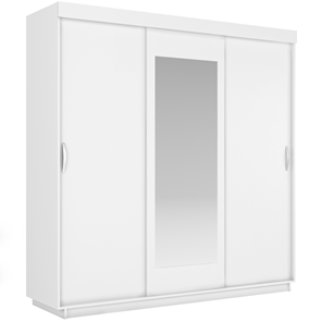 Шкаф 3-дверный Лайт (2 ДСП/Зеркало) 1800х595х2120, Белый Снег в Волгограде