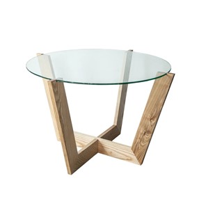 Стеклянный столик в гостиную Оникс-10, Натуральный массив/Прозрачное стекло в Волгограде