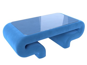 Стеклянный столик Волна, голубой (велюр) в Волгограде