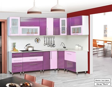 Угловая кухня Мыло 224 2600х1600, цвет Фиолет/Пастель фиолет в Волгограде