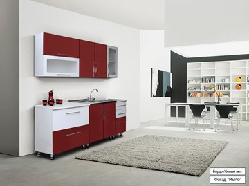 Модульный кухонный гарнитур Мыло 224 2000х718, цвет Бордо/Белый металлик в Волгограде