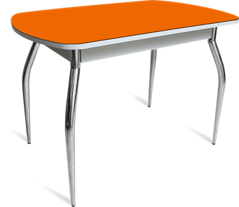 Стол со стеклянной столешницей ПГ-04 СТ белое/оранжевое/хром фигурные в Волгограде