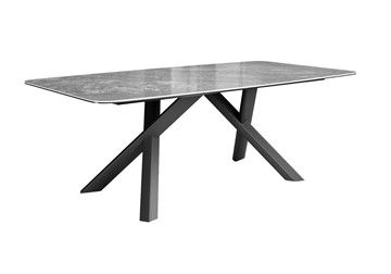 Керамический обеденный стол DikLine KS220 керамика Monsoon (серый глянец JA688) / опоры черные в Волгограде