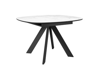Керамический обеденный стол DikLine BK100 Керамика Белый мрамор/подстолье черное/опоры черные в Волгограде