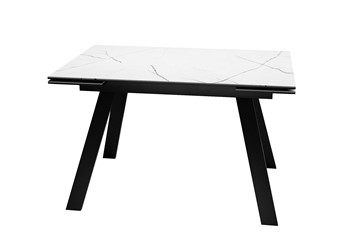 Керамический обеденный стол DikLine DKL140 Керамика Белый мрамор/опоры черные (2 уп.) в Волгограде