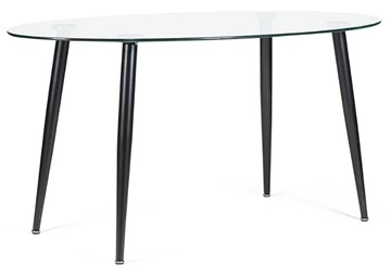 Стеклянный обеденный стол KASSEL (mod. DT333) металл/закаленное стекло (10 мм), 150х90х75см, черный в Волгограде