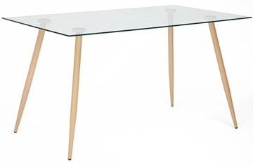Стеклянный обеденный стол SOPHIA (mod. 5003) металл/стекло (8мм), 140x80x75, бук/прозрачный арт.12098 в Волгограде