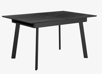 Стеклянный стол раздвижной  DikLine SFH125 стекло Оптивайт Черный мрамор/подстолье черное в Волгограде
