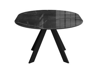 Стол раздвижной DikLine SFC110 d1100 стекло Оптивайт Черный мрамор/подстолье черное/опоры черные в Волгограде