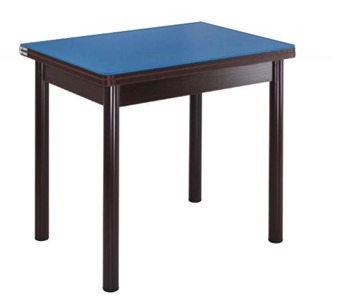 Стеклянный кухонный стол СПА-01 СТ2, венге ЛДСП/стекло синие/38 прямые трубки крашеные коричневый в Волгограде