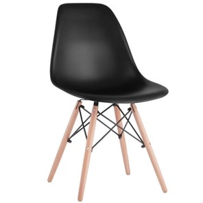 Комплект обеденных стульев 4 шт. BRABIX "Eames CF-010", пластик черный, опоры дерево/металл, 532631, 2033A в Волгограде