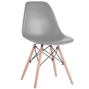 Комплект обеденных стульев 4 шт. BRABIX "Eames CF-010", пластик серый, опоры дерево/металл, 532632, 2033A в Волгограде