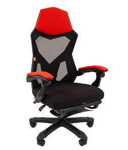 Компьютерное кресло CHAIRMAN 571 с подставкой для ног , сетчатый акрил / полиэстер черный/красный в Волгограде