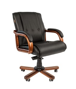 Офисное кресло CHAIRMAN 653M кожа черная в Волгограде
