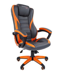 Кресло офисное CHAIRMAN GAME 22 эко кожа, серый/оранжевый в Волгограде