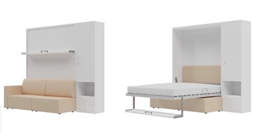 Кровать-шкаф Кровать-трансформер Smart (КД 1400+ШП), шкаф правый, левый подлокотник в Волгограде
