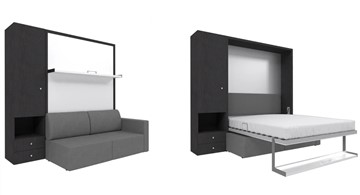 Кровать-шкаф трансформер Кровать-трансформер Smart (ШЛ+КД 1400), шкаф левый, правый подлокотник в Волгограде