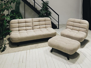 Комплект мебели Абри цвет бежевый диван + кресло +пуф пора металл в Волгограде