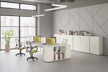 Комплект офисной мебели Комфорт КФ (белый премиум) на сером металокаркасе в Волгограде