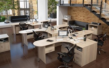 Комплект офисной мебели SIMPLE с эргономичными столами и тумбами в Волгограде