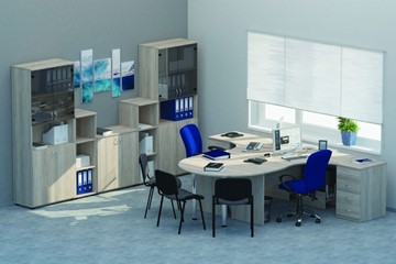 Комплект офисной мебели Twin для 2 сотрудников с совмещенными столами в Волгограде