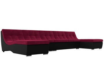 П-образный диван Монреаль, Бордовый\Черный (Микровельвет\Экокожа) в Волгограде