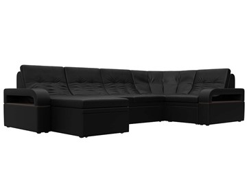П-образный диван Лига-035, Черный (Экокожа) в Волгограде