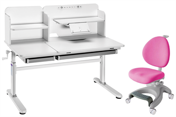 Комплект парта + кресло Iris II Grey + Cielo Pink + чехол для кресла в подарок в Волгограде