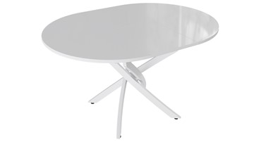 Кухонный стол раскладной Diamond тип 3 (Белый муар/Белый глянец) в Волгограде - предосмотр 1