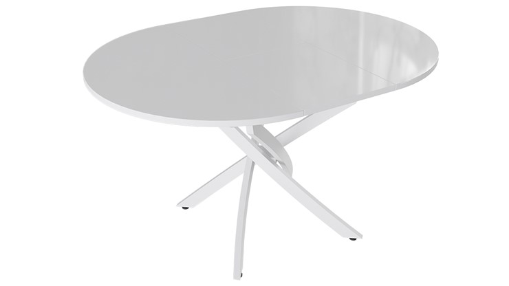 Кухонный стол раскладной Diamond тип 3 (Белый муар/Белый глянец) в Волгограде - изображение 1