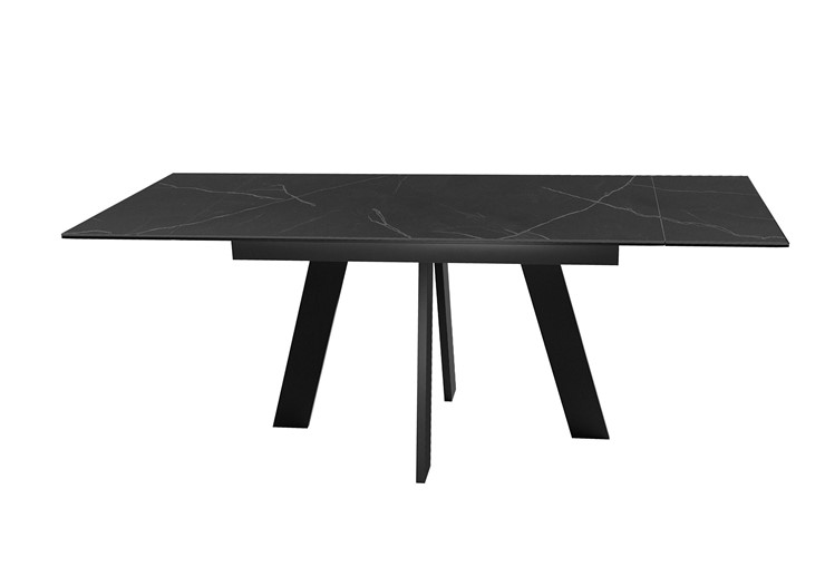 Обеденный раздвижной стол DikLine SKM140 Керамика Черный мрамор/подстолье черное/опоры черные (2 уп.) в Волгограде - изображение 3