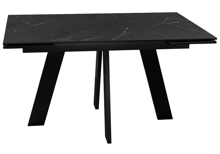 Обеденный раздвижной стол DikLine SKM140 Керамика Черный мрамор/подстолье черное/опоры черные (2 уп.) в Волгограде - изображение 2