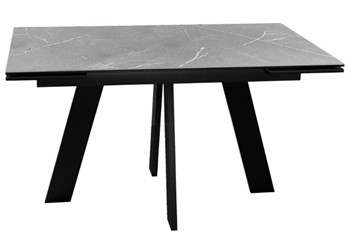 Кухонный стол раскладной DikLine SKM140 Керамика серый мрамор/подстолье черное/опоры черные (2 уп.) в Волгограде