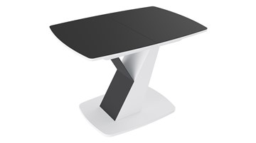 Кухонный стол раскладной Гарда тип 1, цвет Белый/Стекло матовое черный графит в Волгограде - предосмотр