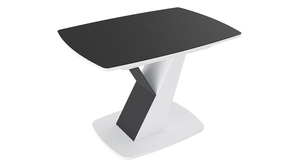 Кухонный стол раскладной Гарда тип 1, цвет Белый/Стекло матовое черный графит в Волгограде - изображение