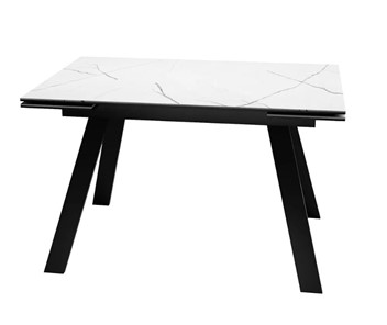 Кухонный стол раскладной SKL 140, керамика белый мрамор/подстолье черное/ножки черные в Волгограде