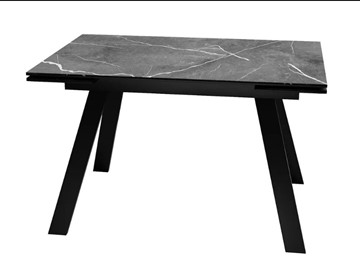 Обеденный раздвижной стол SKL 140, керамика черный мрамор/подстолье черное/ножки черные в Волгограде