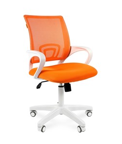 Кресло компьютерное CHAIRMAN 696 white, ткань, цвет оранжевый в Волгограде
