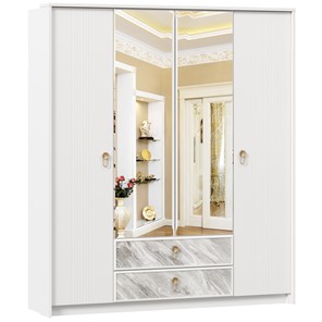 Шкаф 4х-дверный Айла с зеркалом ЛД 688.010.000, Белый, исполнение 1 в Волгограде